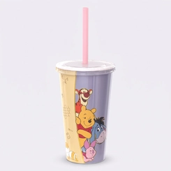 Copo Estampado Ursinho Pooh Com Tampa E Canudo 500ML