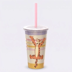 Copo Estampado Ursinho Pooh Com Tampa E Canudo 500ML