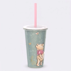 Copo Estampado Ursinho Pooh Com Tampa E Canudo 500ML