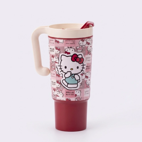Copo Tumbler Com Tampa E Alça Hello Kitty 650ML