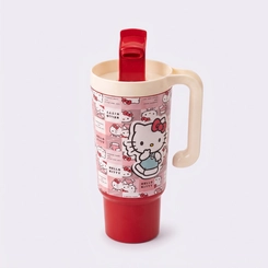 Copo Tumbler Com Tampa E Alça Hello Kitty 650ML
