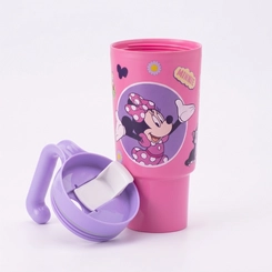 Copo Tumbler Com Tampa E Alça Minnie Rosa 650ML