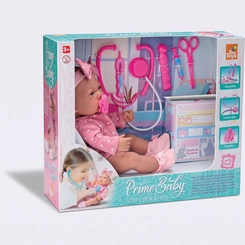 Boneca Bebê Prime Baby Cuidados Com Kit Médico E Acessórios