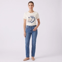 Blusa Feminina Estampada Com Bordado E Aplicação Chic Top