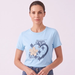 Blusa Feminina Estampada Com Bordado E Aplicação Chic Top