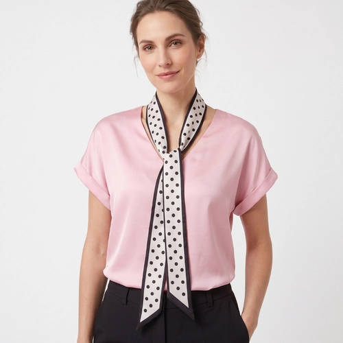Blusa Feminina Com Lenço Em Poá Chic Top