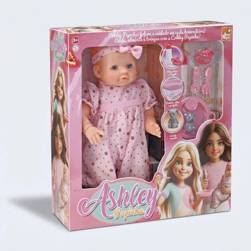 Boneca Bebê Ashley Papinha Com Acessórios