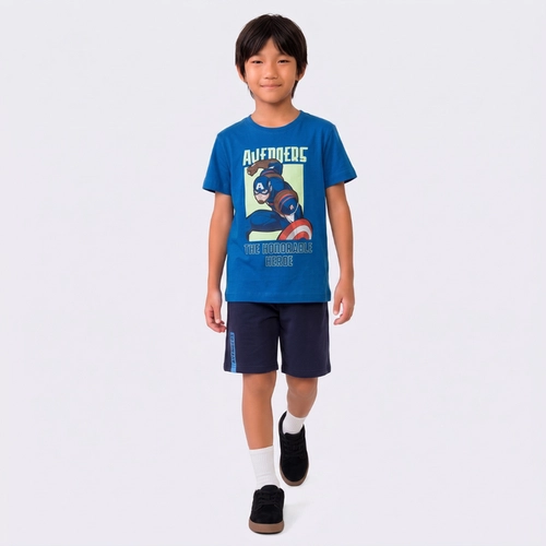 Conjunto Infantil Vingadores Marvel Camiseta E Bermuda Fakini Original