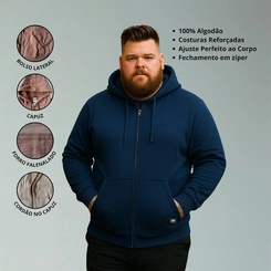 Jaqueta Masculina Moletom Básica Plus Size