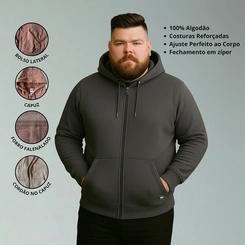 Jaqueta Masculina Moletom Básica Plus Size