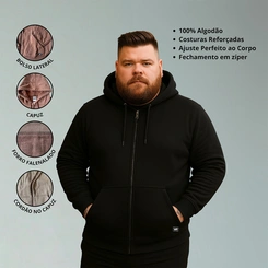 Jaqueta Masculina Moletom Básica Plus Size