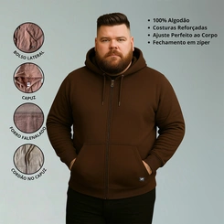 Jaqueta Masculina Moletom Básica Plus Size