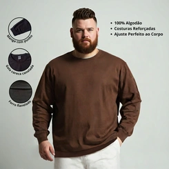 Blusa Masculina Moletom Flanelada Plus Size Básica Casual Lisa