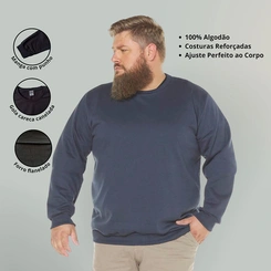 Blusa Masculina Moletom Flanelada Plus Size Básica Casual Lisa