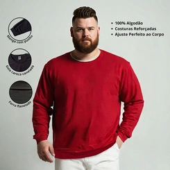 Blusa Masculina Moletom Flanelada Plus Size Básica Casual Lisa