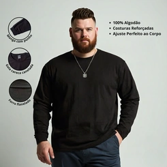 Blusa Masculina Moletom Flanelada Plus Size Básica Casual Lisa