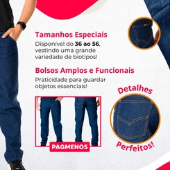 Calça Jeans Masculina Tradicional Reta Básica para Trabalho