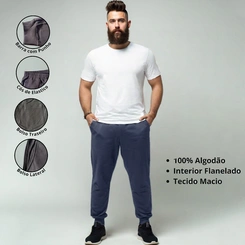 Calça Moletom Masculina Flanelada Básica Jogger