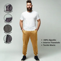 Calça Moletom Masculina Flanelada Básica Jogger