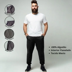 Calça Moletom Masculina Flanelada Básica Jogger