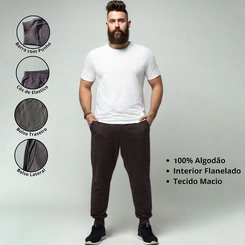 Calça Moletom Masculina Flanelada Básica Jogger