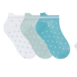 Kit Meia Sapatilha Feminina 3 Pares Multicores