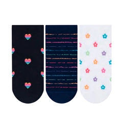 Kit Meia Sapatilha Feminina 3 Pares Multicores
