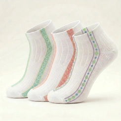 Kit Meia Sapatilha Feminina 3 Pares Multicores