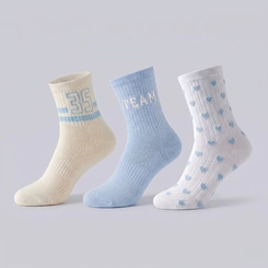 Kit Meia Feminina Cano Longo 3 Pares Estampada
