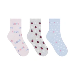 Kit Meia Feminina Cano Longo 3 Pares Estampada