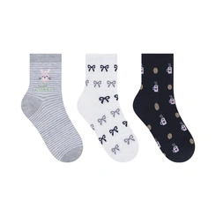 Kit Meia Feminina Cano Longo 3 Pares Estampada