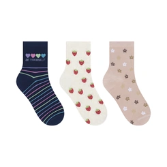 Kit Meia Feminina Cano Longo 3 Pares Estampada
