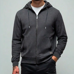 Jaqueta Masculina Moletom Básica Flanelada Com Capuz