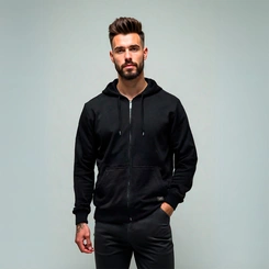 Jaqueta Masculina Moletom Básica Flanelada Com Capuz