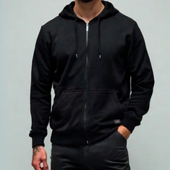 Jaqueta Masculina Moletom Básica Flanelada Com Capuz