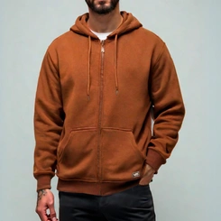 Jaqueta Masculina Moletom Básica Flanelada Com Capuz