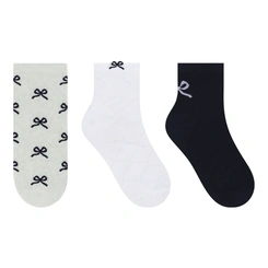 Kit Meia Soquete Feminina Estampada 3 Pares