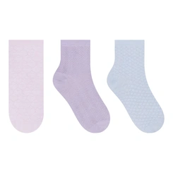 Kit Meia Soquete Feminina Estampada 3 Pares