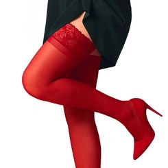 Meia Calça Feminina 7/8 Com Renda e Silicone Preta Vermelha
