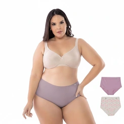 Kit Calcinha Del Rio Feminina Microfibra 2 Peças Plus Size Cintura Alta