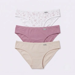 Kit Calcinha Del Rio Feminina 3 Peças Cotton Algodão Biquini