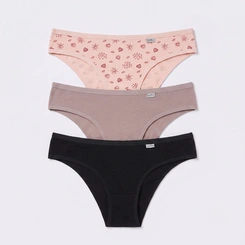 Kit Calcinha Del Rio Feminina 3 Peças Cotton Algodão Biquini