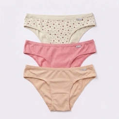Kit Calcinha Del Rio Feminina 3 Peças Cotton Algodão Biquini