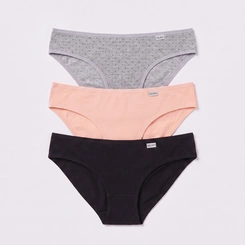 Kit Calcinha Del Rio Feminina 3 Peças Cotton Algodão Biquini