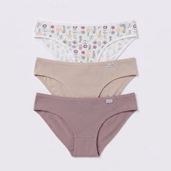 Kit Calcinha Del Rio Feminina 3 Peças Cotton Algodão Biquini