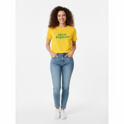 Camiseta do Brasil Feminina Plus Size Amarela Alma Brasileira