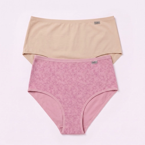 Kit Calcinha Del Rio Feminina 2 Peças Cotton Algodão Cós Largo