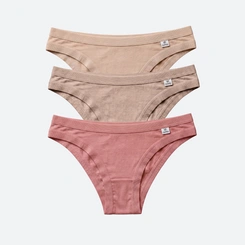 Kit Calcinha Del Rio Feminina 3 Peças Biquíni Cotton Algodão