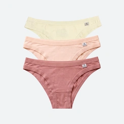 Kit Calcinha Del Rio Feminina 3 Peças Biquíni Cotton Algodão