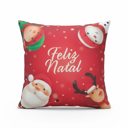 Capa de Almofada de Natal Natalina Estampada de Suede Veludo Aveludada